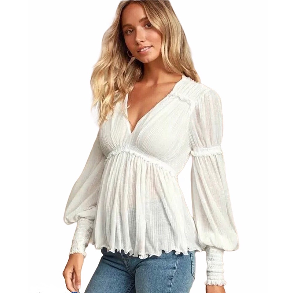Free People Ivory Day Dreaming Babydoll Top